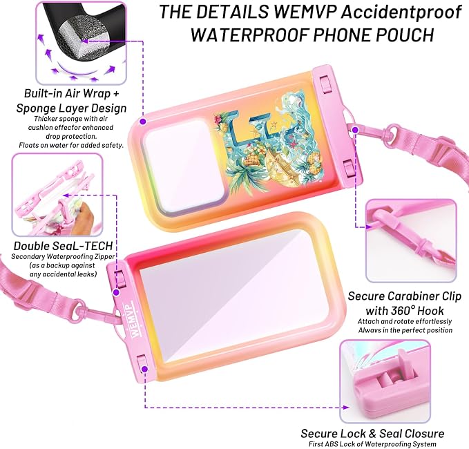 Personalized Initial Waterproof Phone Pouch Case - IPX8 Cellphone Dry Bag with Lanyard for iPhone 16/15/14/13/12 Pro Max (6.1–6.9"), Beach & Cruise Ship Essentials with Monogrammed Design (Pink, F)