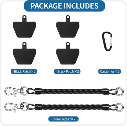 Doormoon Phone Lanyard Tether with 4 TPU Patch, Cell Phone Lanyard with 2 Phone Tether, 4 TPU Patch for Outdoor Hiking Climbing