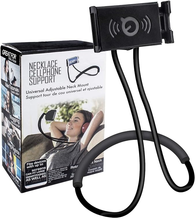 Lazy Cell Phone Holder, Universal Cell Phone Holder for Smart Mobile Phone,Hanging on Neck Cell Phone Mount Holder ,Hands-Free Mobile Phone Holder on Bed/Tableb, 27.6'' Length for 4.7''-6.7'' Size