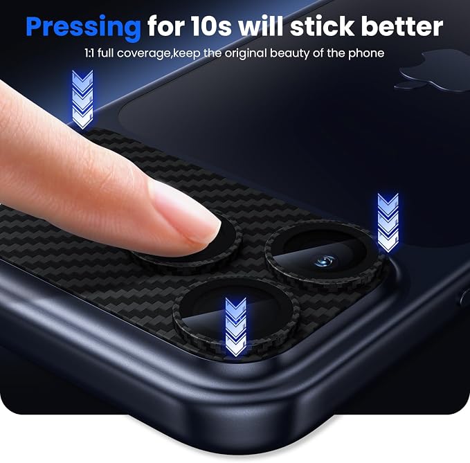 WSKEN for iPhone 17 Pro Max Camera Lens Protector, [Military Grade Shatterproof] [Strong Adhesion] Metal Aluminum Alloy Tempered Glass Camera Screen Protector, Crabon Fiber Texture