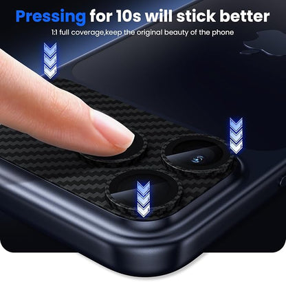 WSKEN for iPhone 17 Pro Camera Lens Protector, [Military Grade Shatterproof] [Strong Adhesion] Metal Aluminum Alloy Tempered Glass Camera Screen Protector, Carbon Fiber Texture