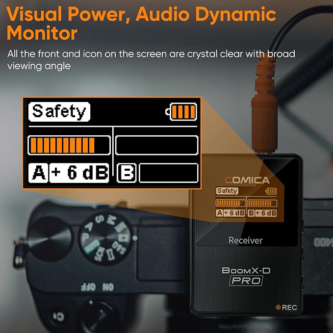 COMICA BoomX-D1 PRO Wireless Lavalier Microphone, 16GB Storage, Safety Audio Track, Noise Cancellation, 328' Range, Wireless Lav Mic for iPhone, Android, PC Interviews, Vlogs, Live-Streaming(1TX+1RX)