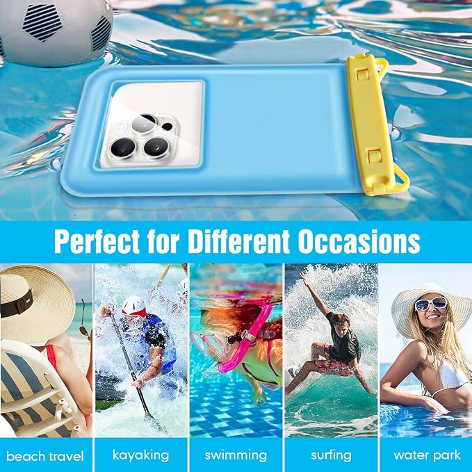 Rynapac Waterproof Phone Pouch Floating - 10in Waterproof Phone Case for Beach Essentials, IPX8 Underwater Cellphone Holder with Lanyard for iPhone 16 15 14 Pro Max, Galaxy 24 23 Ultra (1 Pack)