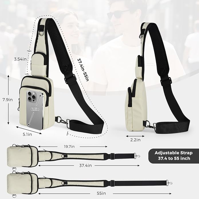 VADOO Sling Bag, Crossbody Bag with Zipper Lock, RFID Blocking & Water Resistant for Men and Women