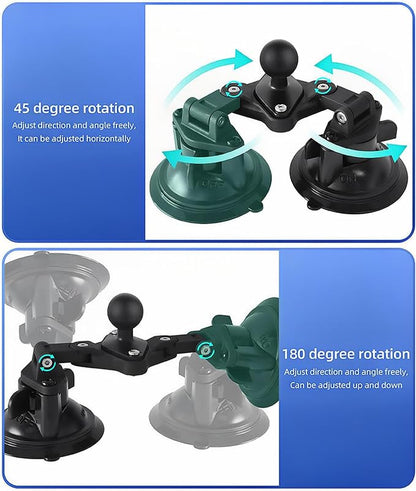 Dual Suction Cup Mount Base with 1-Inch Ball, Compatible with RAM Mounts B Size Double Socket Arms & 25mm Ball Systems