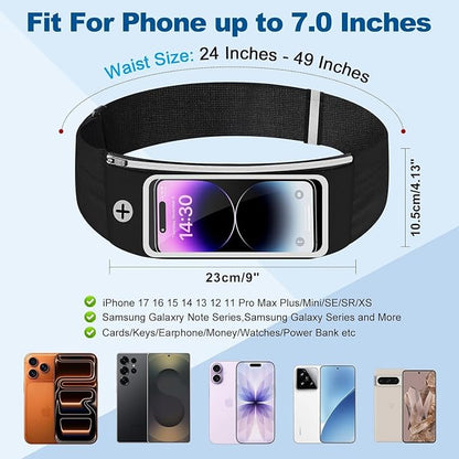 Running Belt Waist Packs with 3 Pockets Touchscreen Window for Women & Men Sweatproof Fitness Belt for iPhone 15 Pro Max 14 Pro Max 13 Pro 12 11 Fit Smartphone Up to 7"