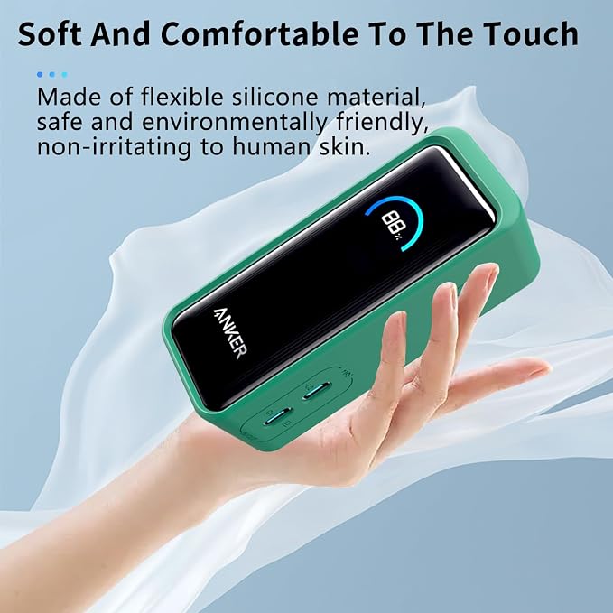 NOUKAJU Case for Anker Prime Power Bank 9600mAh 65W Output Silicone Protective Cover, Drop-Proof,Scratch-Proof,Shock-Proof,Protective Case for Anker Prime Power Bank 9600mAh(Green)