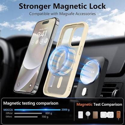 MOCCA Strong Magnetic for iPhone 14 Pro Case, [Compatible with Magsafe][13FT Military Drop Protection] Slim Translucent Matte Shockproof Case for iPhone 14 Pro Phone Case 6.1'', Light Gold