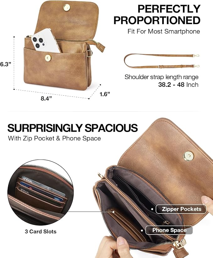 CHOLISS Small Crossbody Bags for Women, Vegan Leather Cell Phone Purse, Mini Travel Purse with Adjustable Strap Womens Gifts