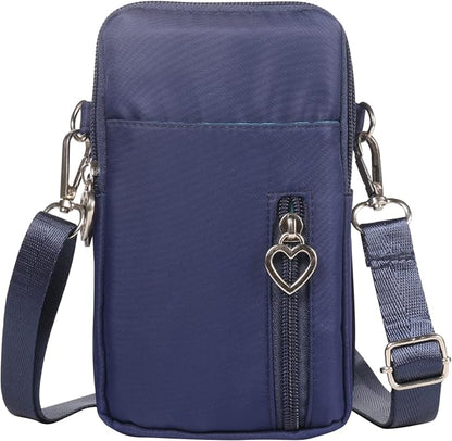 for Samsung Galaxy Z Fold 4, 3, XCover Pro, S22 Ultra Plus, S21 FE, Note9, iPhone 14 Pro Max, Phone Purse Cross Body Armband Cell Holder, Blue #B, M: 7.2''(H)