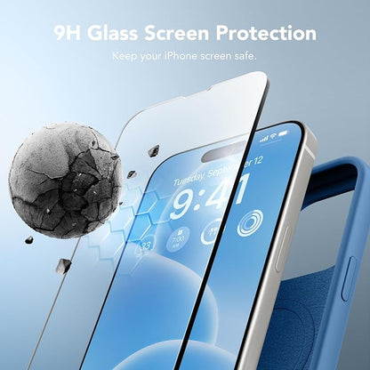 GONEZ for iPhone 15 Pro Max Case Silicone, Compatible with Magsafe, Camera Protector + Screen Protector, Soft Anti-Scratch Microfiber Lining, Liquid Silicone Shockproof Phone Cover, Lake Blue