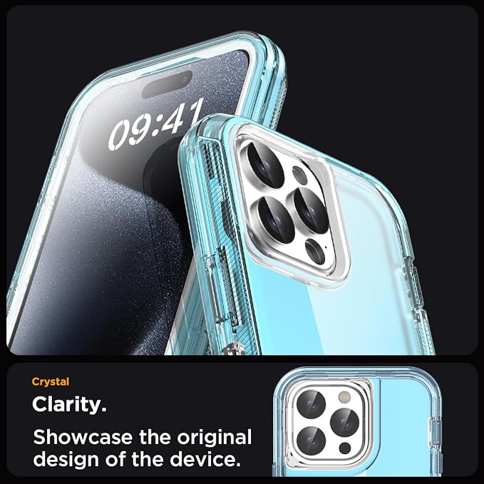 AICase for iPhone 15 Pro Max Case Clear 3 in 1 Heavy Duty Drop Protection Full Body Rugged Shockproof/Dust Proof 3-Layer Military Protective Tough Durable Cover for iPhone 15 Pro Max 6.7"_3
