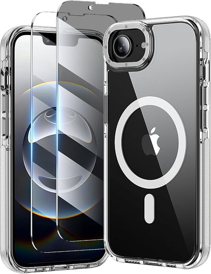 3 in 1 for iPhone 16E/17E Case Clear, Yellowing-Resistant Acrylic Back, Shockproof Guard Corners, Military-Grade Protection for iPhone 16e & 17e 6.1 inch Clear Bumper