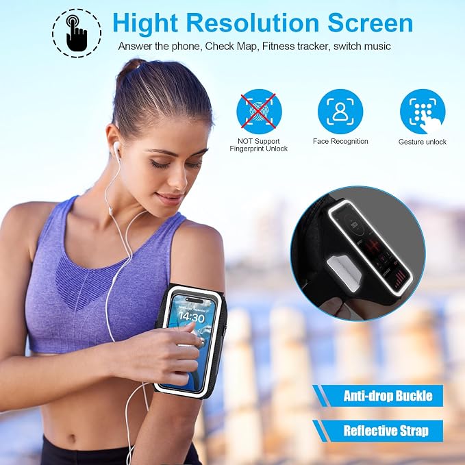 Running Phone Armband with Earphone Holder - 3D Design Cell Phones Armband for iPhone 17/16/15/13 Pro/Plus & S24/S20, Water Resistant Sports Holder with Key Slot - Ideal for 6.9" Phones