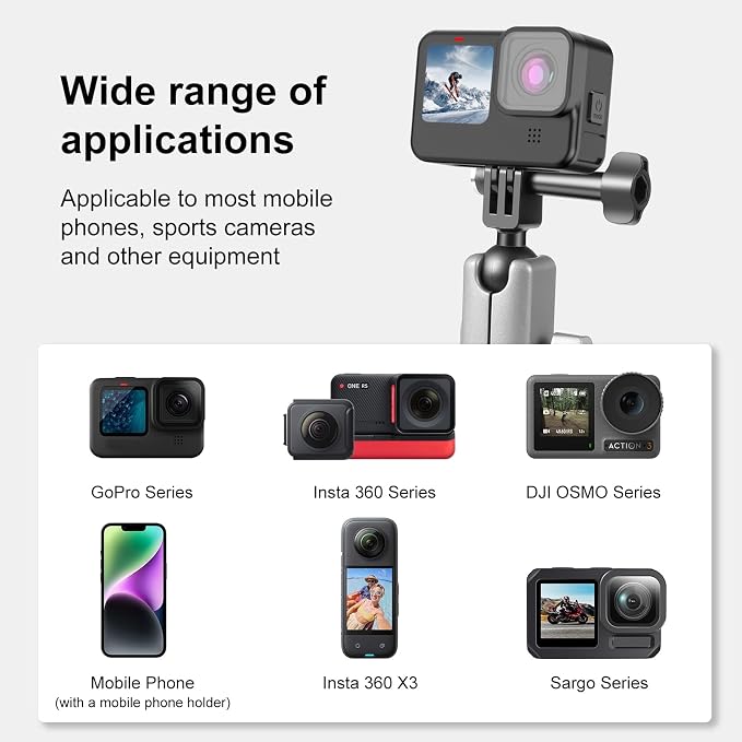 PULUZ Car Suction Cup Mount 360° Rotation Windshield & Window Camera Bracket for GoPro Hero 11 10 9 8 7 Insta360 X3 DJI Action Camera Accessories with Phone Holder with 1/4 Thread