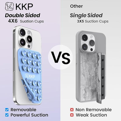 KKP Classic MAX - Silicone Suction Phone Case Adhesive Mount - Hands-Free, Strong Grip Holder for Selfies and Videos - iPhone and Android Compatible - 2.6″ x 3.9″