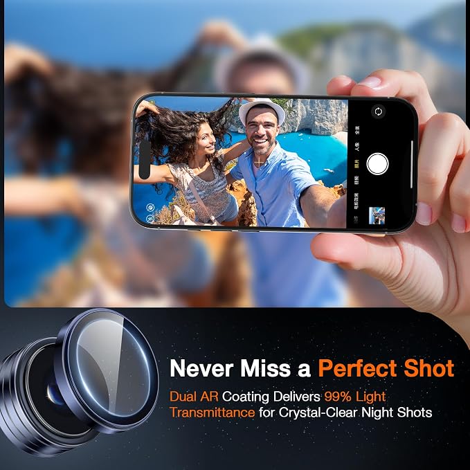 LK for iPhone 17 Pro/17 Pro Max Camera Lens Protector [Top 9H+ Military Grade Shatterproof] One-Click Installation, Ultra-Tough HD, Individual Lens Protectors Scratch-resistant, Deep Blue