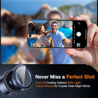 LK for iPhone 17 Pro/17 Pro Max Camera Lens Protector [Top 9H+ Military Grade Shatterproof] One-Click Installation, Ultra-Tough HD, Individual Lens Protectors Scratch-resistant, Deep Blue