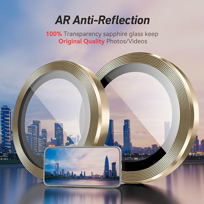 Jeluse Camera Lens Protector for iPhone 17 Pro Max/17 Pro/16 Pro Max/16 Pro/15 Pro Max/15 Pro/14 Pro Max/14 Pro, 9H Tempered Glass Screen Protector Cover Alignment Kit Metal Individual Ring