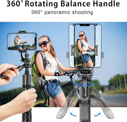 Selfie Stick Tripod,Tripod with 360 Degree Rotatable Phone Holder for Photography, Video Shooting, Live Streaming, Vlog, YouTube Video, FaceTime, Skype, TikTok, Selfie