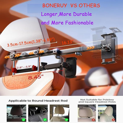 Car Headrest Mount for Tablets & Phones, 360° Rotation iPad Car Holder Back Seat,Foldable Tablet Mount Compatible with 4.7-12.9" Cellphones and Tablets,Great for Kids Travel and Road Trips