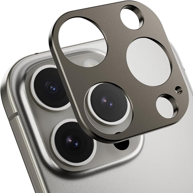SWITCHEASY LenShield Aluminum Alloy Camera Lens Protector for 2024 iPhone 16 6.3" Pro, 16 6.9" Pro Max - Titanium