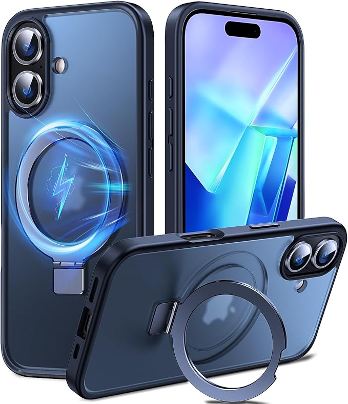 Chicfun 3-in-1 [Magnetic+Kickstand+Ring Holder] for iPhone 16 Plus Case with Stand Ring Holder， Compatible with MagSafe, Military Shockproof Kickstand Phone Case iPhone 16 Plus Cover Black