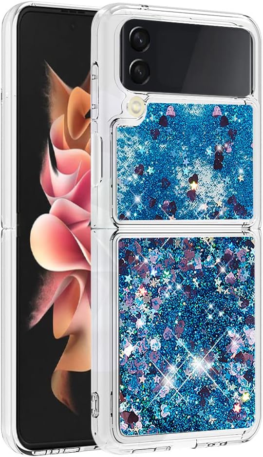 Floating Case Glitter Compatible with Samsung Galaxy Z Flip 4 5G, Bling Liquid Sparkly Colorful Gel Case Clear Waterfall Soft TPU Bumper Shell Shockproof Case Compatible with Samsung Galaxy Z Flip 4