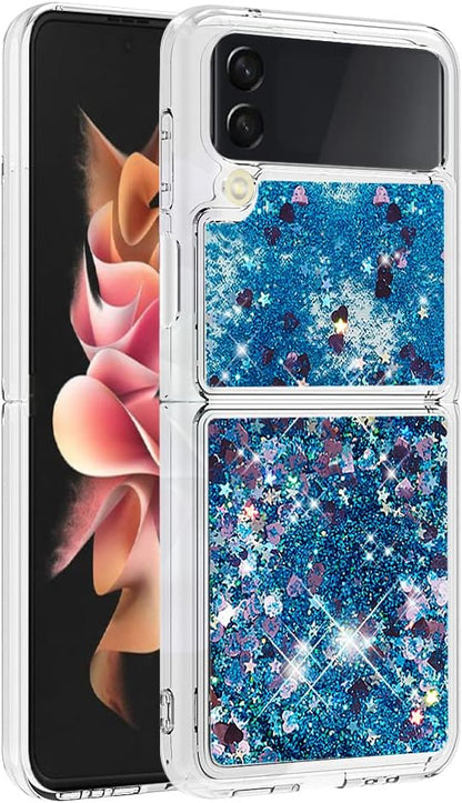 Floating Case Glitter Compatible with Samsung Galaxy Z Flip 4 5G, Bling Liquid Sparkly Colorful Gel Case Clear Waterfall Soft TPU Bumper Shell Shockproof Case Compatible with Samsung Galaxy Z Flip 4
