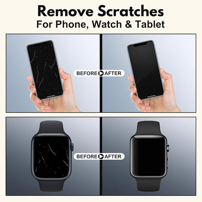 Scratch Remover for Phone Screen, Watches & Tablets, Safe, Touch-Friendly, Watch Scratch Remover Kit Includes 3 Diamond Polishing Compounds, 6 Polishing Cloths & 3 Cleaning Wipes
