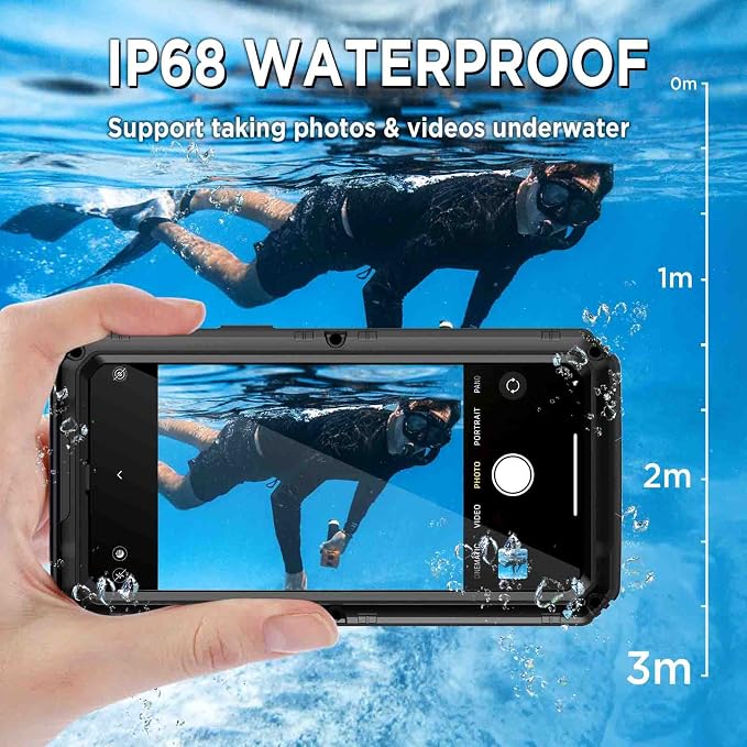 Beasyjoy for iPhone 14 Plus Case, IP68 Waterproof Metal Heavy Duty Defender Case with Built-in Screen Protector, Military Grade Full Body Protective Defender Shockproof Rugged Cover 6.7 Inch, Black
