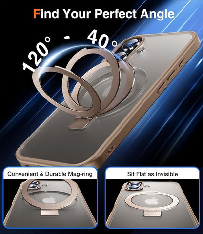 Chicfun 3-in-1 [Magnetic+Kickstand+Ring Holder] for iPhone 16 Case with Stand Ring Holder， Compatible with MagSafe, Military Shockproof Protective Kickstand Phone Case iPhone 16 Cover BronzeDesertTan