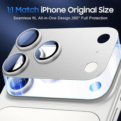 UniqueMe for 3 Pack iPhone 17 Pro Camera Lens Protector - [Drop Protection] [Case Friendly] 9H Tempered Glass Camera Cover Screen [Update New Version] - All Silver