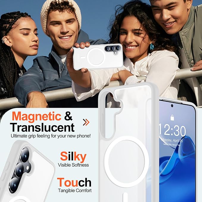 MOZOTER for Samsung Galaxy S25 Plus Case with Magnetic,[Compatible with MagSafe][12Ft Military Dropproof][2*Screen Protector] Translucent Slim Shockproof Holsters Case for S25 Plus,6.7"-Clear