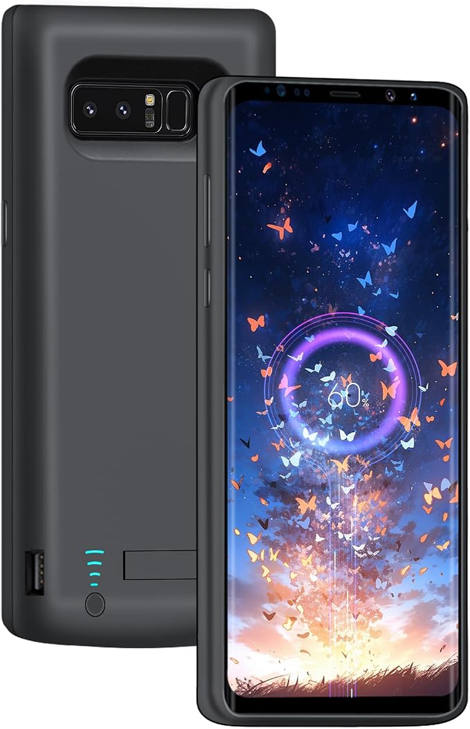 Upgraded Battery Case for Samsung Galaxy Note 8, 6500mAh Rechargeable Battery Charging Charger Case, Add 1.4X Extra Juice (6.3 Inches) Black