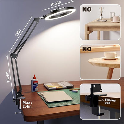 Ultra Bright 18W Ring Light for Desk with Overhead Phone Mount & Stable Phone Stand for Recording – Super Bright Lighting Ringlight for Artists/DIY Crafting/Repair Videos/Painting/Tutorial Recording