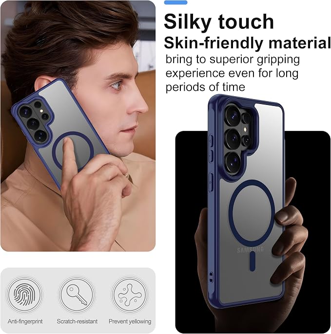 Pilaru for Samsung Galaxy S26 Ultra Phone Case : [MagSafe Fit] with 2PC HD Screen Protector, S 26 Ultra Phone case Matte Translucent Soft-Touch Skin & Full Body Protection Cell Phone s26ultra,Blue