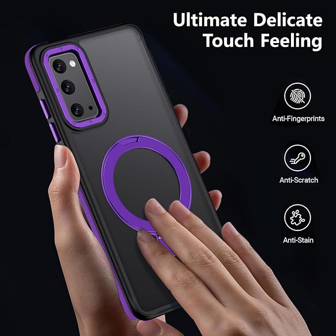 for Samsung Galaxy S20 FE Case, Magnetic Adjustable Ring Stand [Fit for Magsafe], [Military-Grade Shockproof Protection] Phone Case with Kickstand&Ring Holder (Purple)