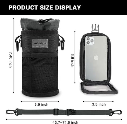 Bike Handlebar Water Bottle Holder, Fits Cups Diameter Less Than 3.6in/9cm, Fits Strollers, Scooters, Wheelchairs, No-Screw Installation,Insulated, with Adjustable Fasteners(2, 1Black+1Gray)