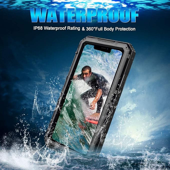 Mitywah Waterproof Case for iPhone 11 Pro Max, Heavy Duty Military Grade Metal Case Built-in Screen Protection, Full Body Protective Rugged Defender Phone Case, Black
