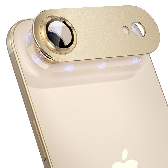 Choiche Compatible for iPhone 17 Air Camera Lens Protector, Strong Adsorption Camera Cover with 9H Tempered Glass Lens Screen Protector Metal Ring Decoration Accessories 6.5-inch (Gold)