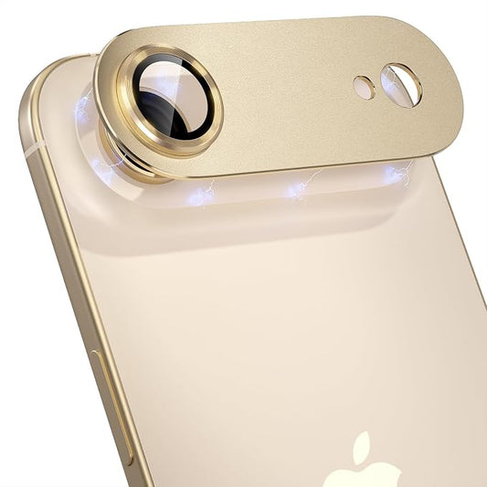 Choiche Compatible for iPhone 17 Air Camera Lens Protector, Strong Adsorption Camera Cover with 9H Tempered Glass Lens Screen Protector Metal Ring Decoration Accessories 6.5-inch (Gold)