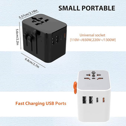 European Travel Plug Adapter, Universal Travel Adapter with PD Fast Charging, 5-Port (1 AC/2 USB-A/2 USB-C) International Power Adapter with Fuse Surge Protection for US EU UK AU - Black