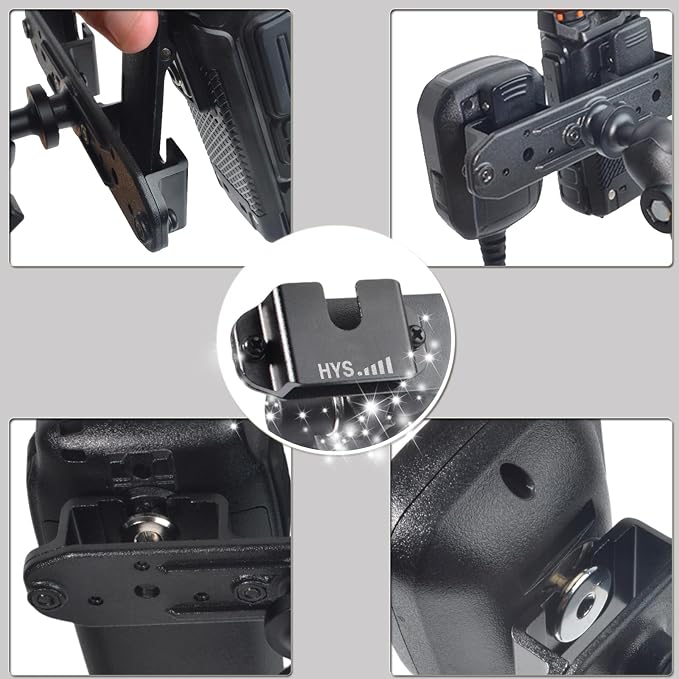 HYS Heavy Duty Radio&Remote Speaker Mic Suction Cup Mount for Radio W/Round Knob&Belt Clip - 3.54in Suction Mount, Quick Install Car Boat Windshield Window Mount for SDS100 BCD436HP XPR7550 APX6000