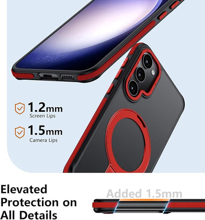 for Samsung Galaxy S23 Case, Magnetic Adjustable Ring Stand [Fit for Magsafe], [Military-Grade Shockproof Protection] Phone Case with Kickstand&Ring Holder (Red)