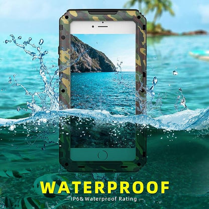 Mitywah Waterproof iPhone 7/8 Case - Heavy Duty Metal, Full Body Protection, Built-in Screen, Shockproof, Dustproof, Military Grade Defender, Camouflage