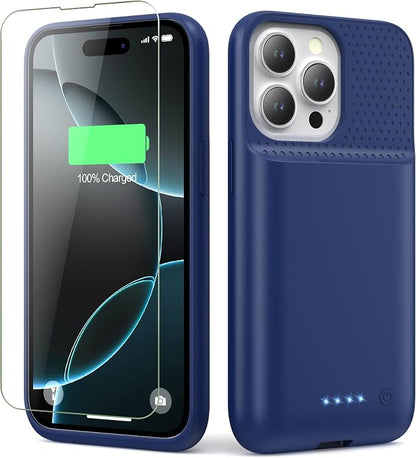 Battery Case for iPhone 16 Pro, Upgraded 7500mAh Portable Charging Case, Ultra-Slim Lightweight Powerful Extended Battery Pack for iPhone 16 Pro (6.3 inch)-Blue