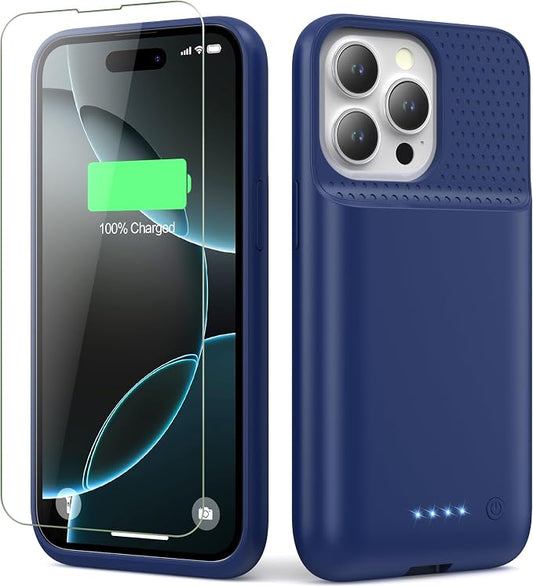 Battery Case for iPhone 16 Pro, Upgraded 7500mAh Portable Charging Case, Ultra-Slim Lightweight Powerful Extended Battery Pack for iPhone 16 Pro (6.3 inch)-Blue