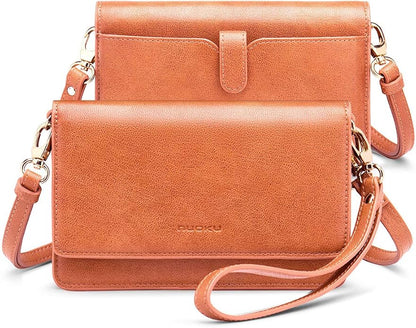 nuoku Women Small Crossbody Bag Cellphone Purse Wallet with RFID Card Slots 2 Straps Wristlet