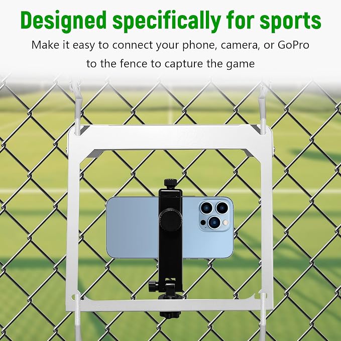 Apexion Baseball Training Equipment, Phone Stabilizer, Game Changer Fence Mount, Universal with Sunshade, Streaming kit, Phone Fence Mount (White)